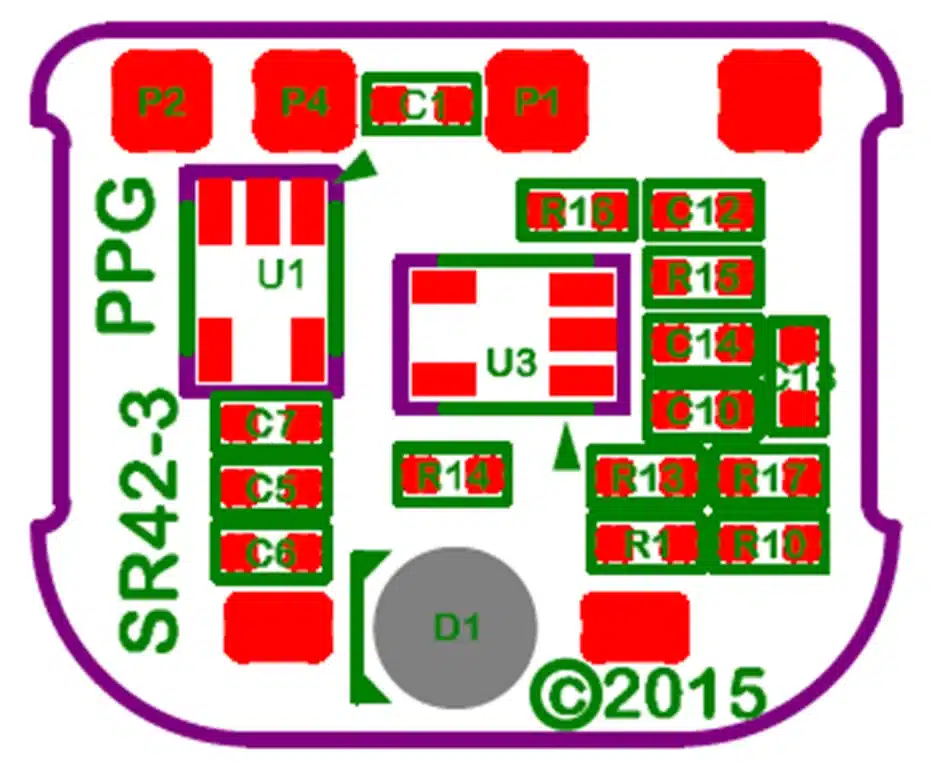 Figure 6‑1: Optical Pulse Board Layout (electronics side)