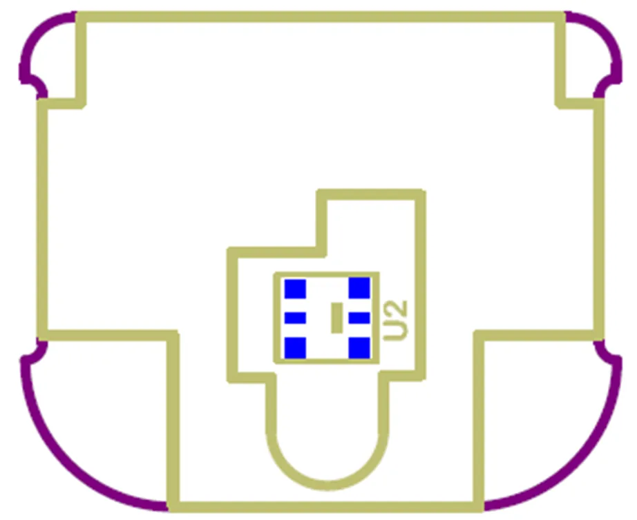 Figure 6‑2: Optical Pulse Board Layout (skin-sensor interface side)