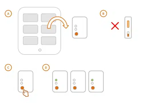 Undock, leave switched on, press the button; the green LED flashes while logging