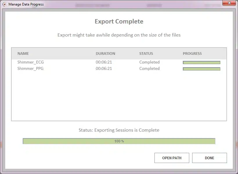 Export complete