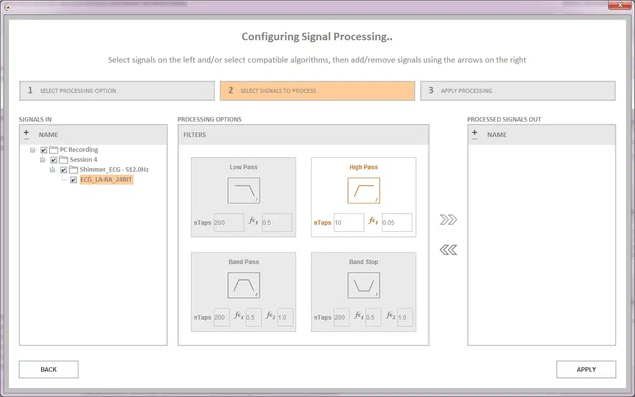 Setting up the processing