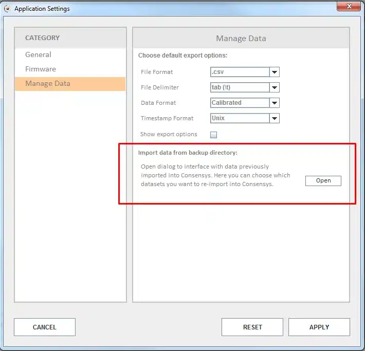 Importing from the backup