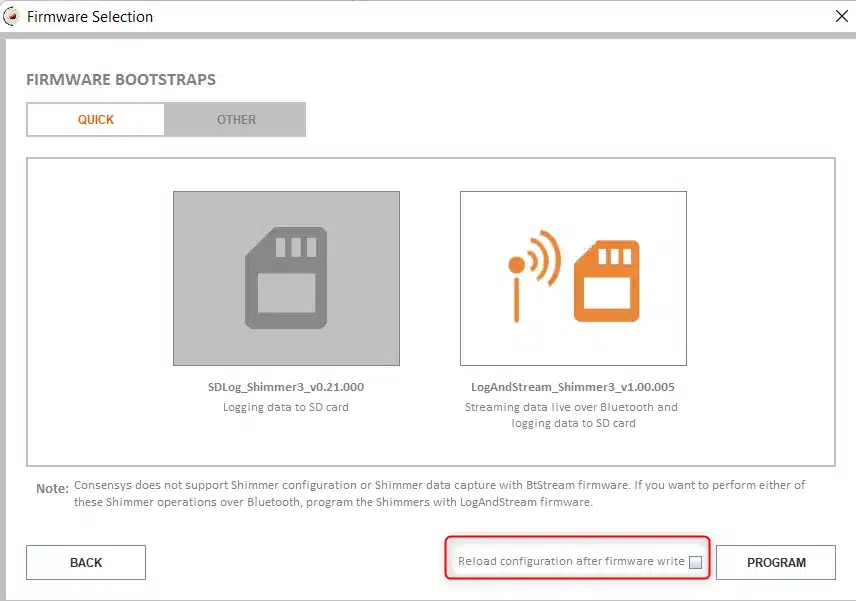 Reprogramming without reloading the configuration