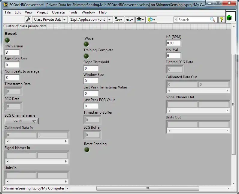 Figure 4‑43 Input members of ECGtoHeartRateConverter Class