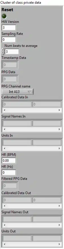 Figure 4‑39 Input members of PPGtoHeartRateConverter Class