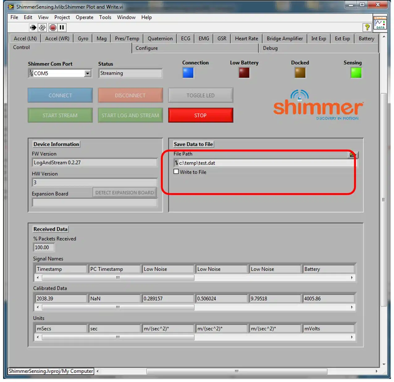 Figure 4‑15 Writing Data to a File