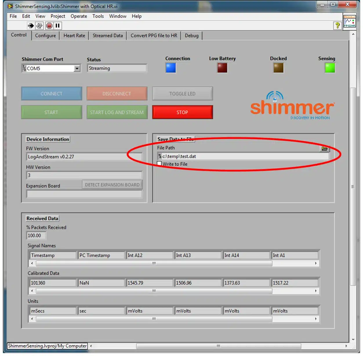 Figure 4‑27 Writing Data to a File