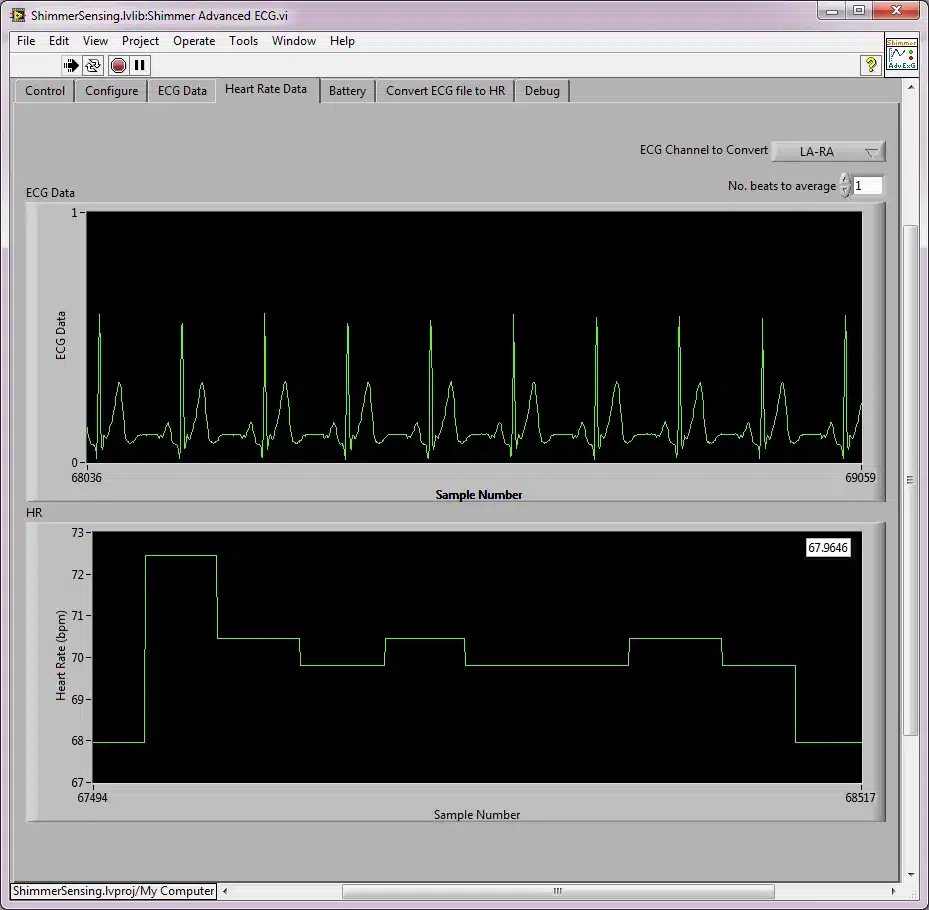 Figure 4‑31 Shimmer Advanced ECG.vi Heart Rate Tab